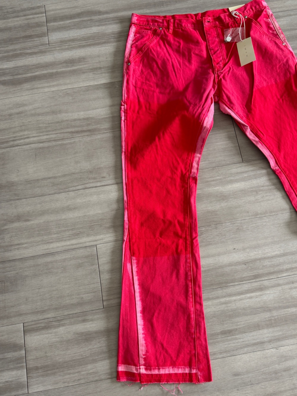 Mens Bright Pink/Red Utility Pocket Skirt Jeans! (38) flare - Picture 5 of 8